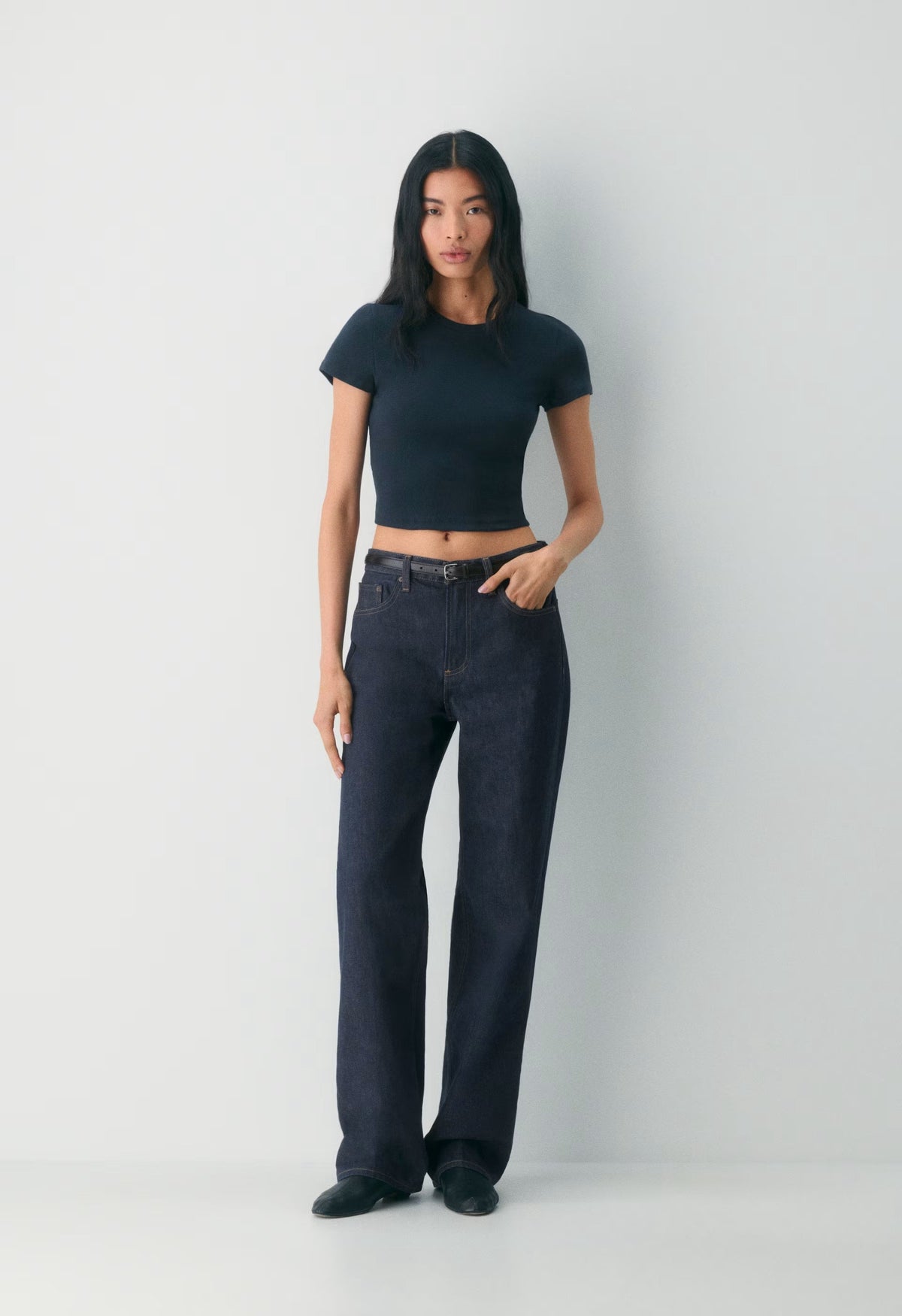 HomeStretch™ Rib Tune Waist T-Shirt - ADMIRAL