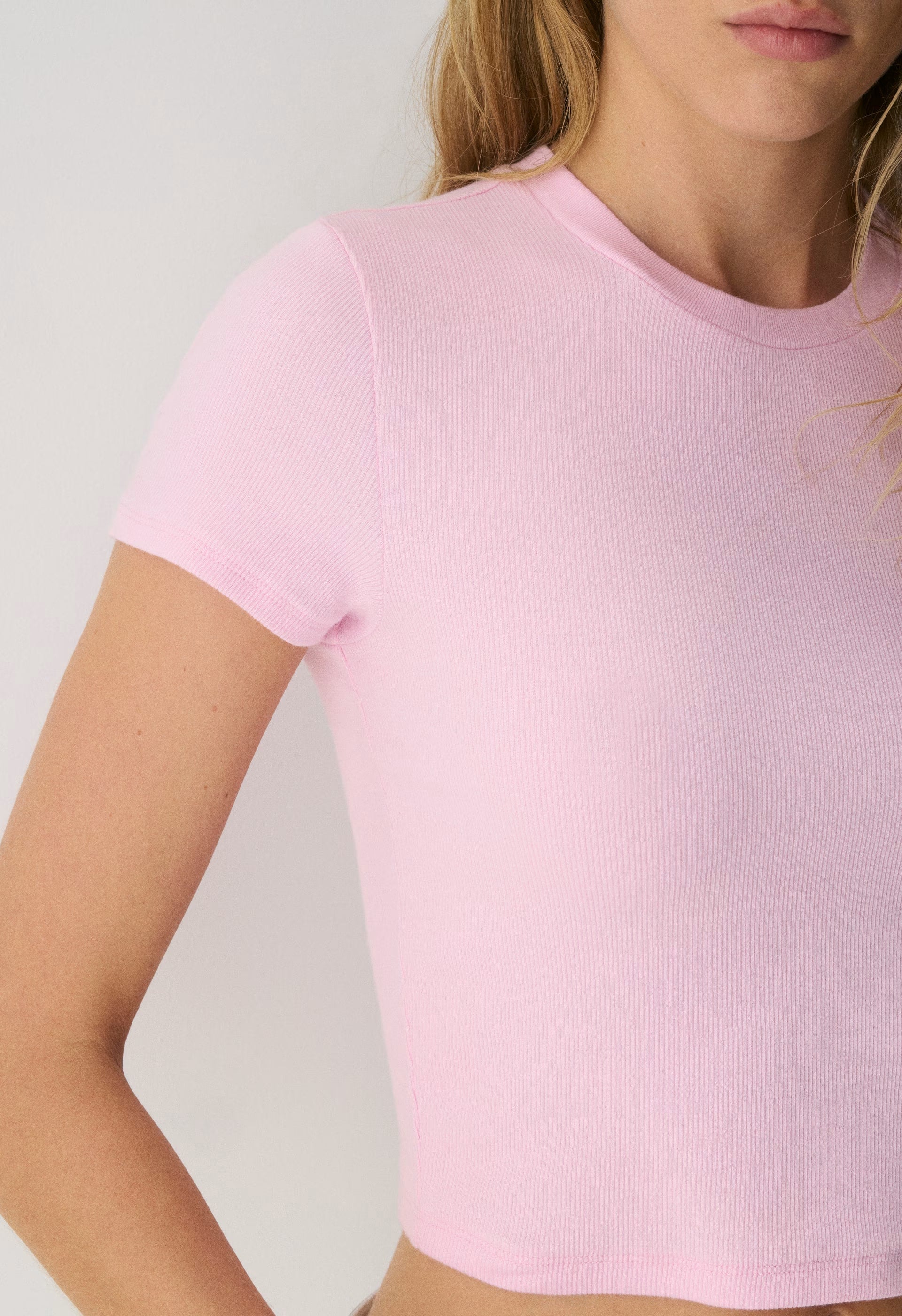 HomeStretch™ Rib Tune Waist T-Shirt - MILKSHAKE PINK