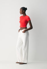 HomeStretch™ Rib Tune Waist T-Shirt - CHERRYBOMB RED