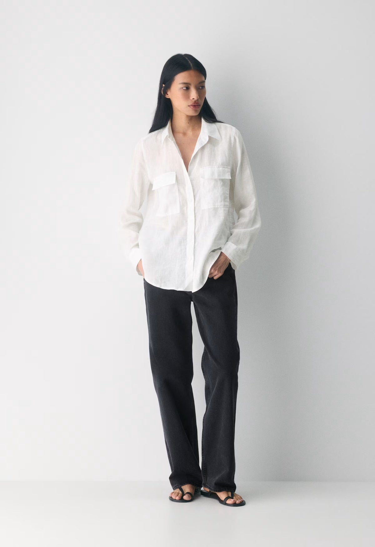 Utility Linen Shirt - WHITE