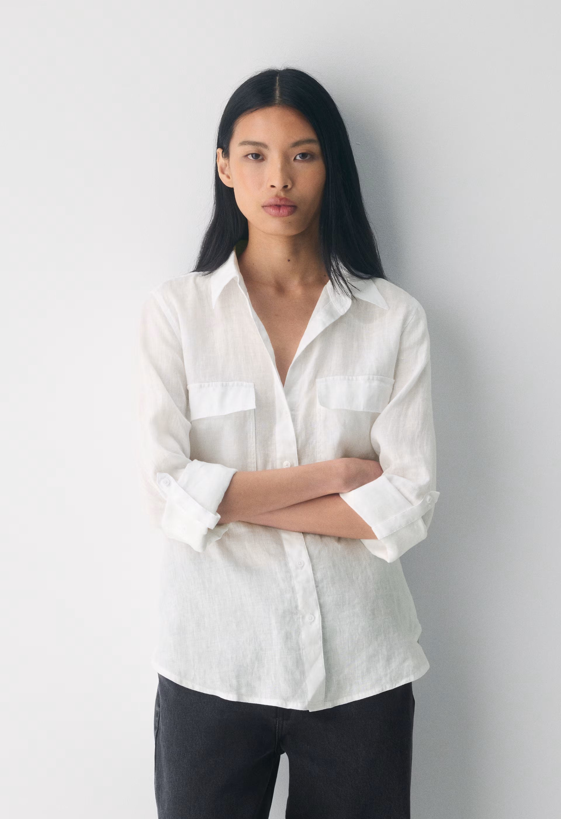 Utility Linen Shirt - WHITE