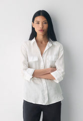 Utility Linen Shirt - WHITE