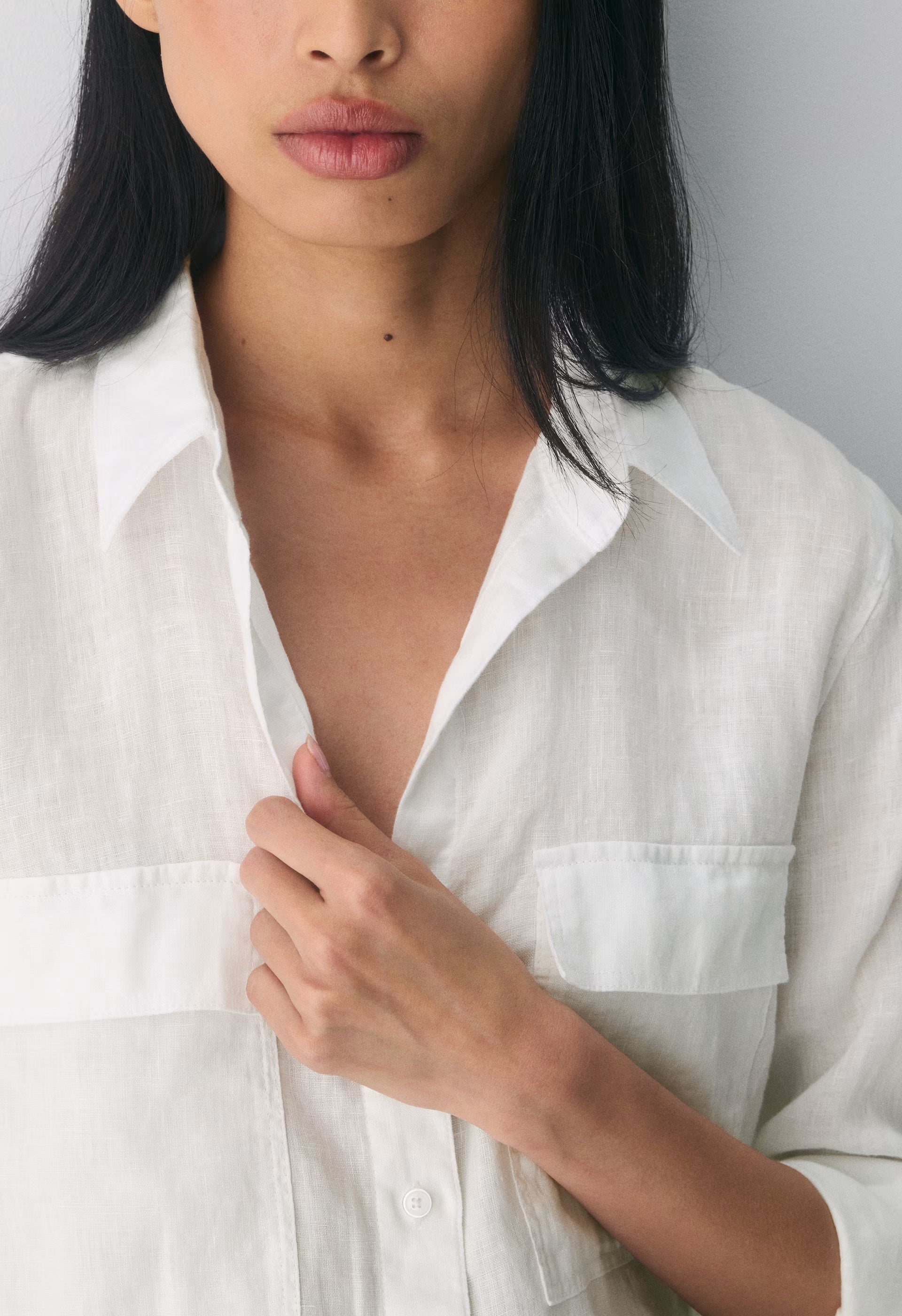 Utility Linen Shirt - WHITE