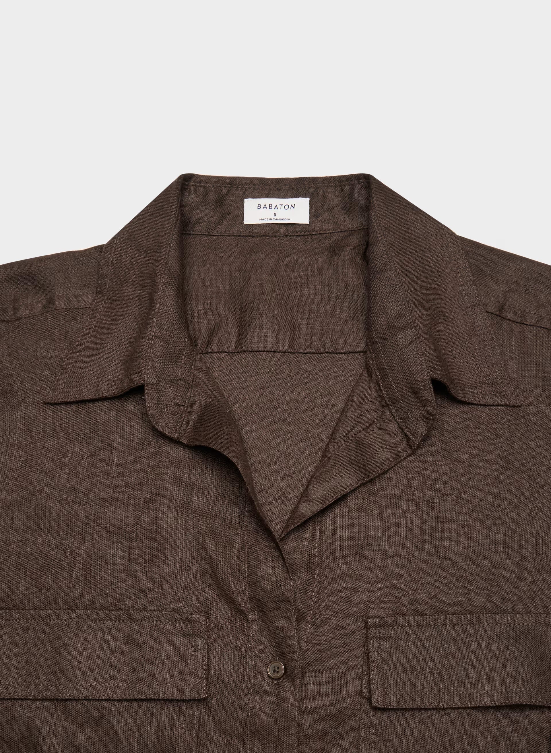 Utility Linen Shirt - RICH MOCHA BROWN