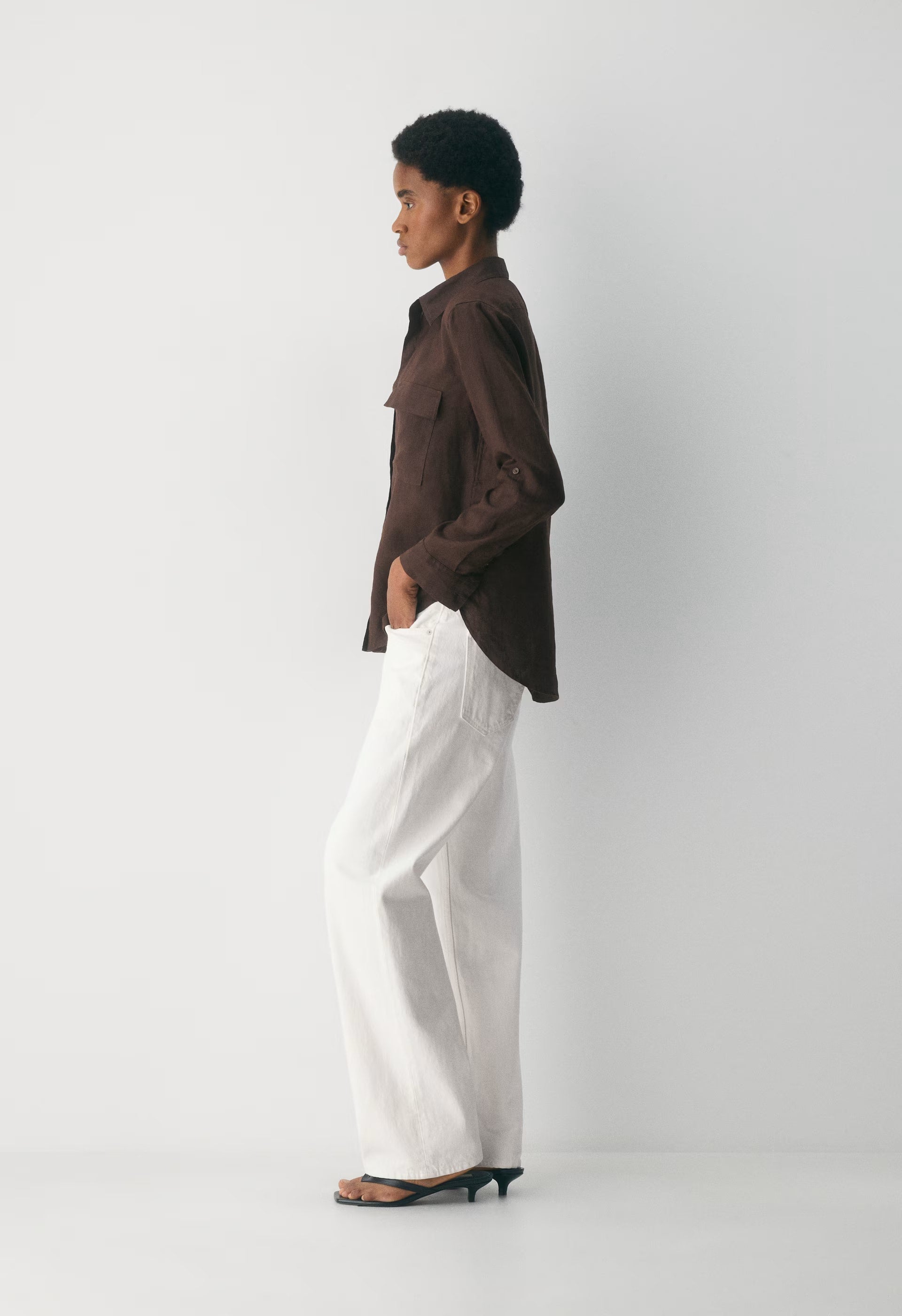 Utility Linen Shirt - RICH MOCHA BROWN