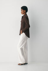 Utility Linen Shirt - RICH MOCHA BROWN