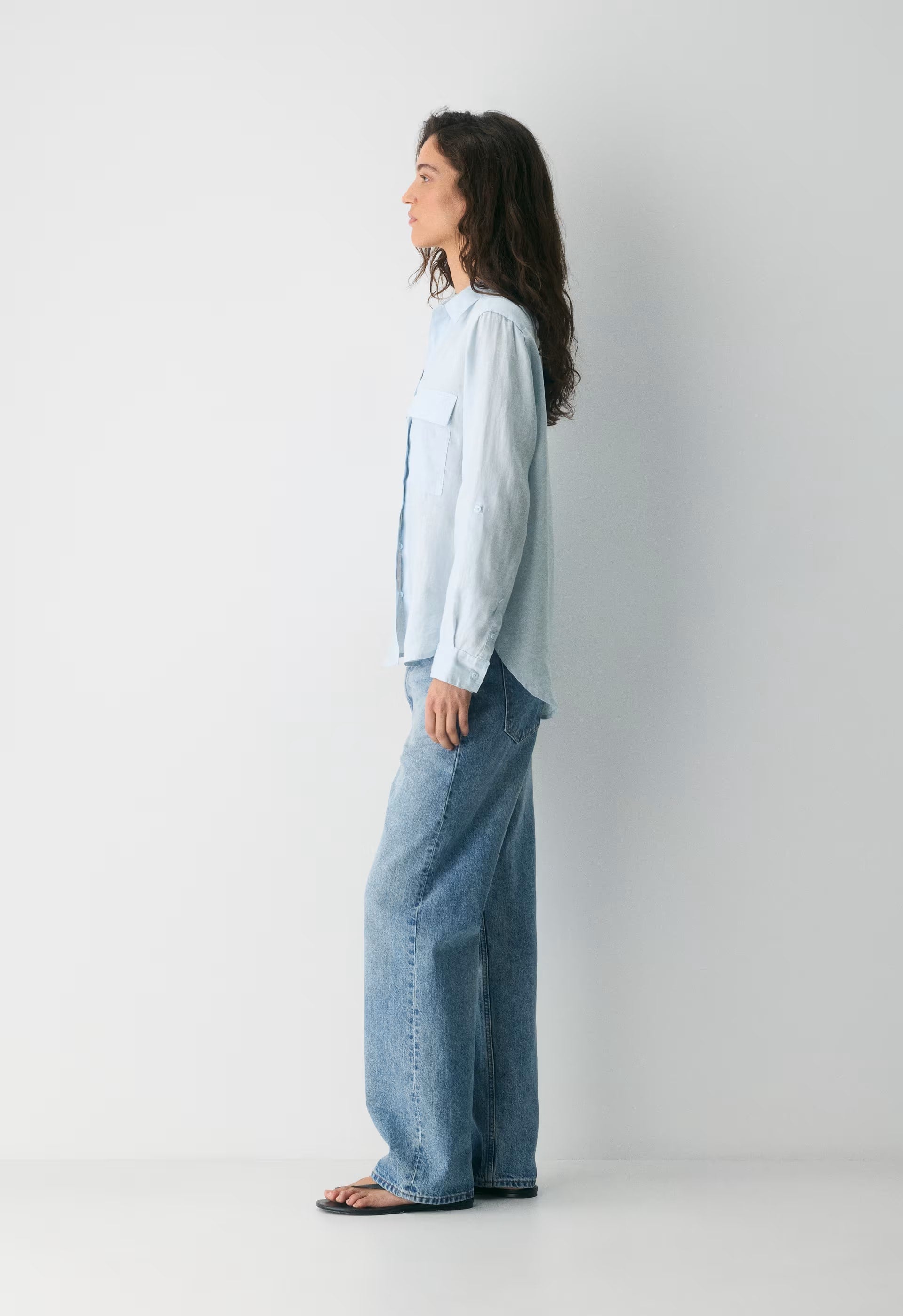 Utility Linen Shirt - WHITE/BLACK