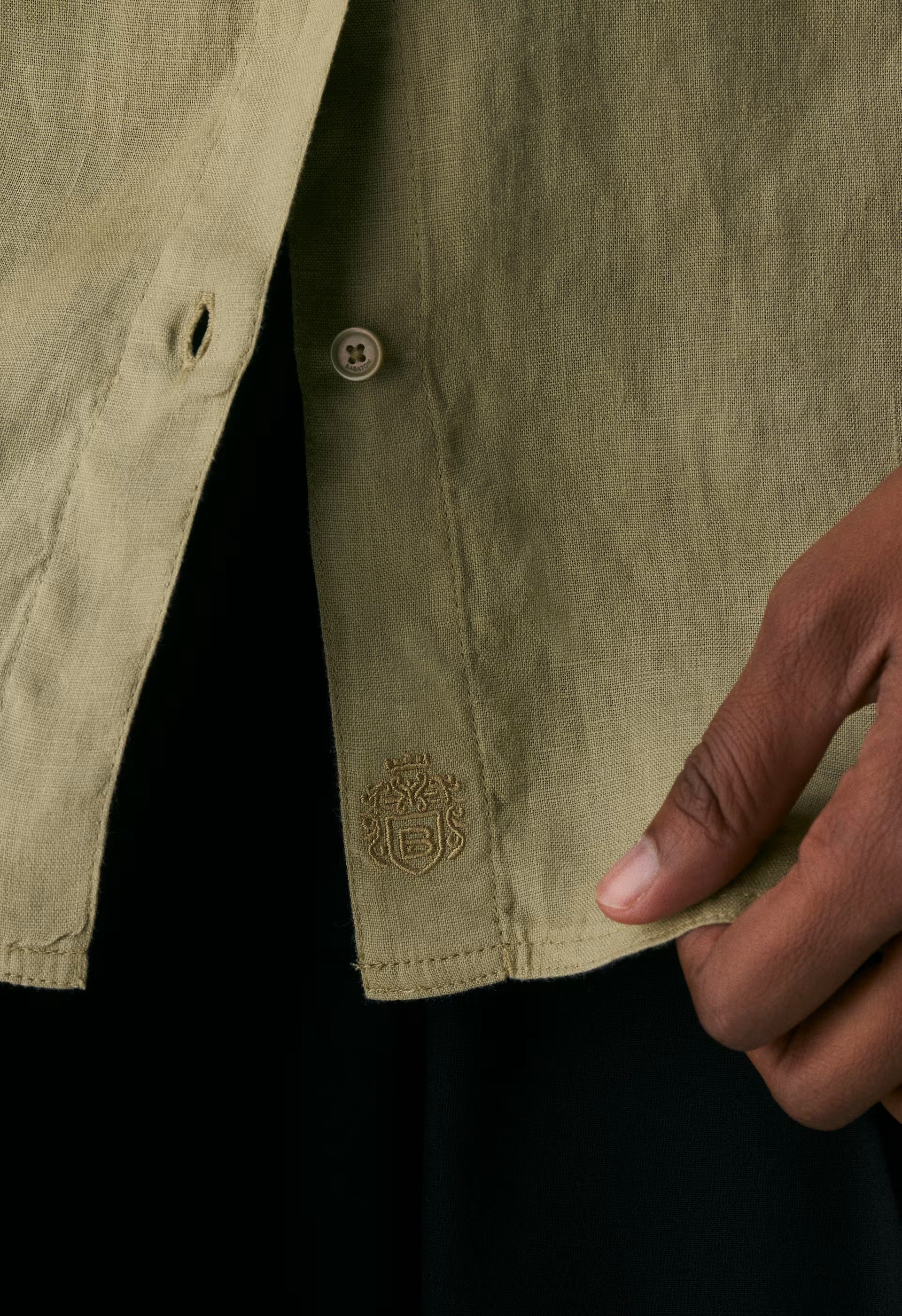 Utility Linen Shirt - MARTINI OLIVE