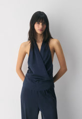 Martini Satin Halter Top - ADMIRAL