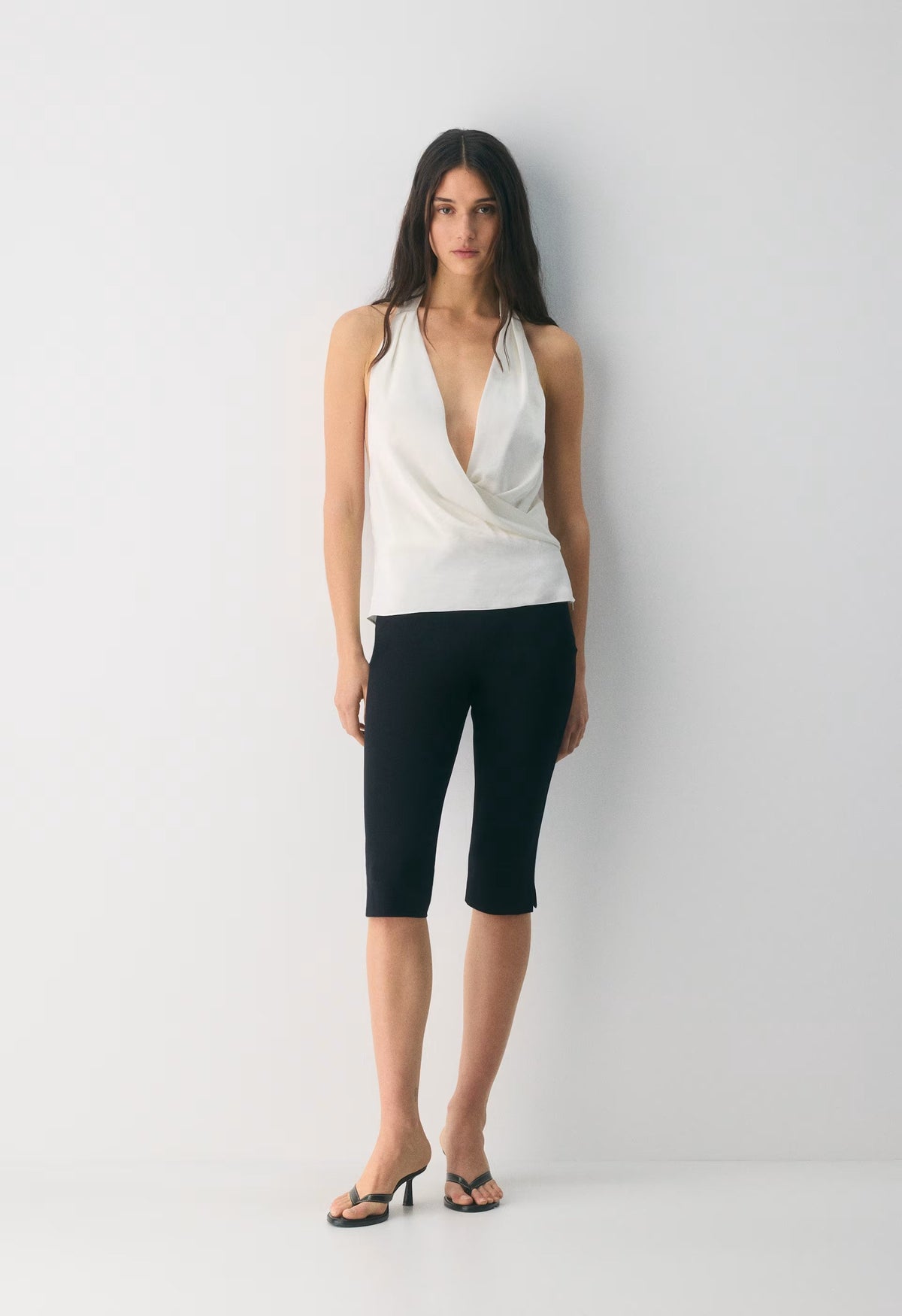 Martini Satin Halter Top - LIGHT BIRCH