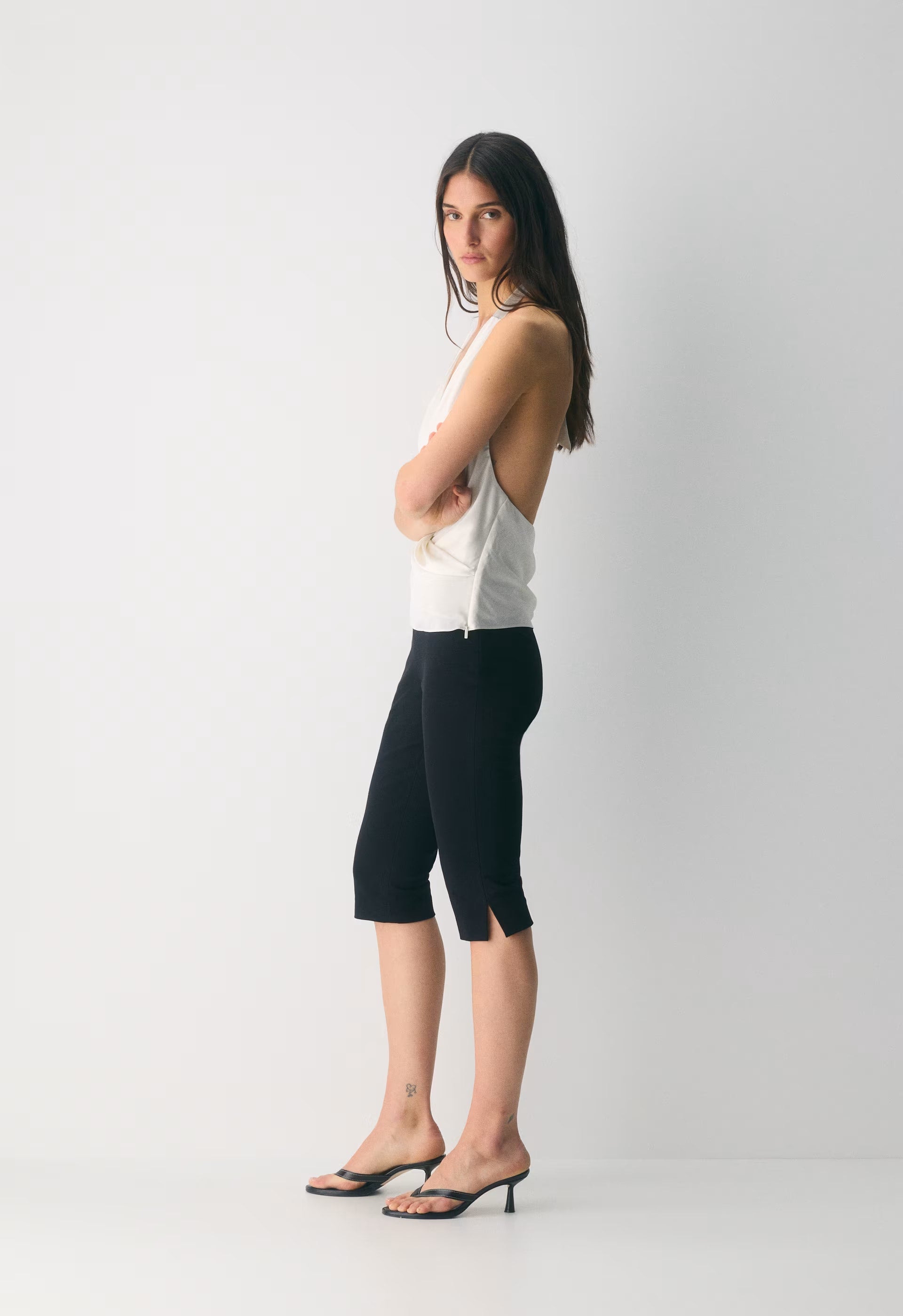 Martini Satin Halter Top - LIGHT BIRCH