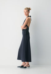 Martini Satin Halter Top - DARK NIGHT NAVY