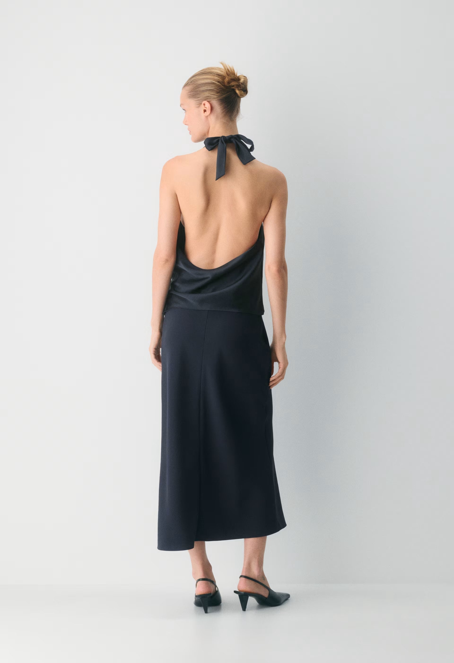 Martini Satin Halter Top - DARK NIGHT NAVY