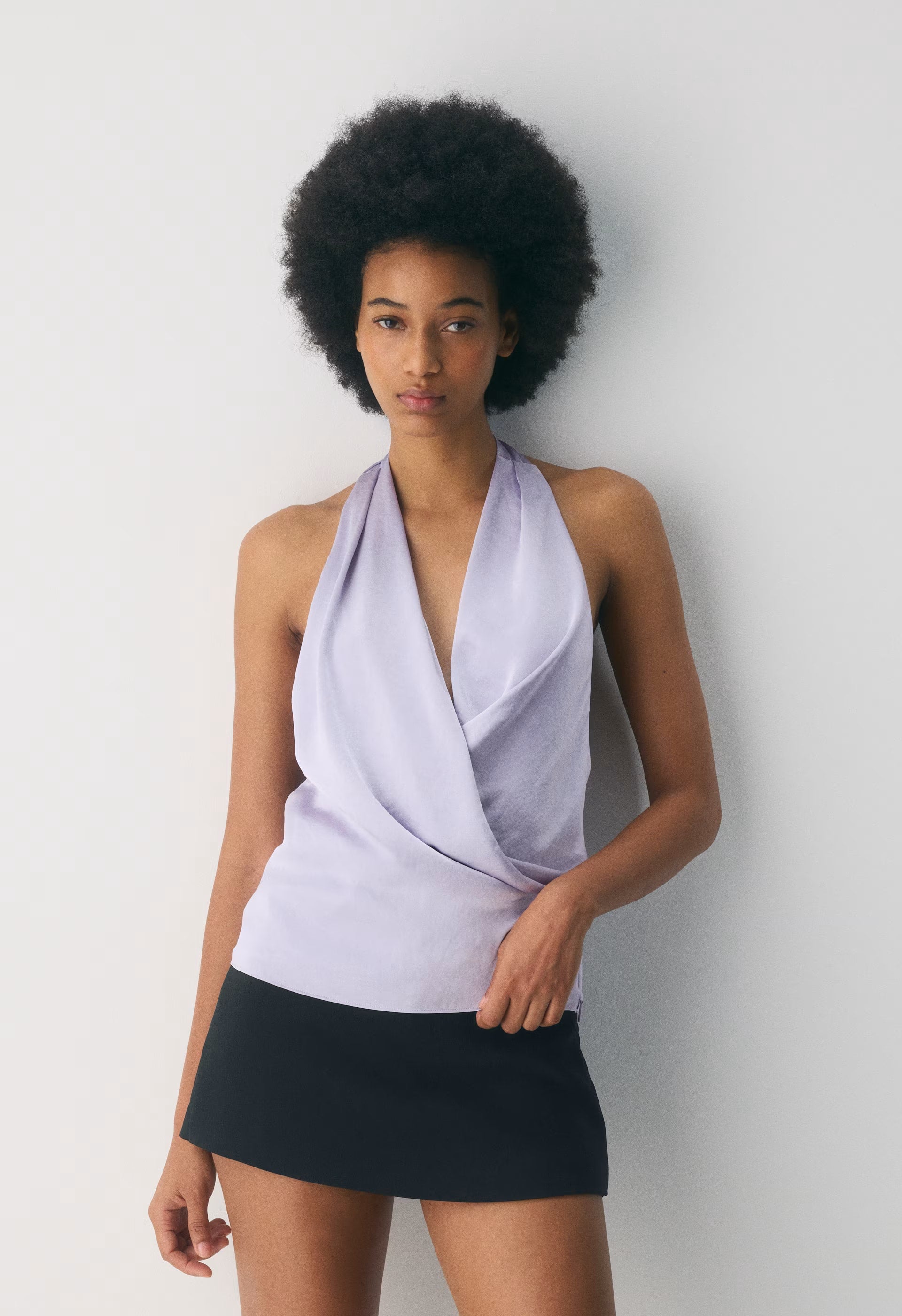 Martini Satin Halter Top - WILDFLOWER LILAC