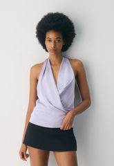 Martini Satin Halter Top - WILDFLOWER LILAC
