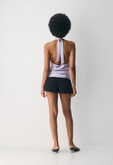 Martini Satin Halter Top - WILDFLOWER LILAC