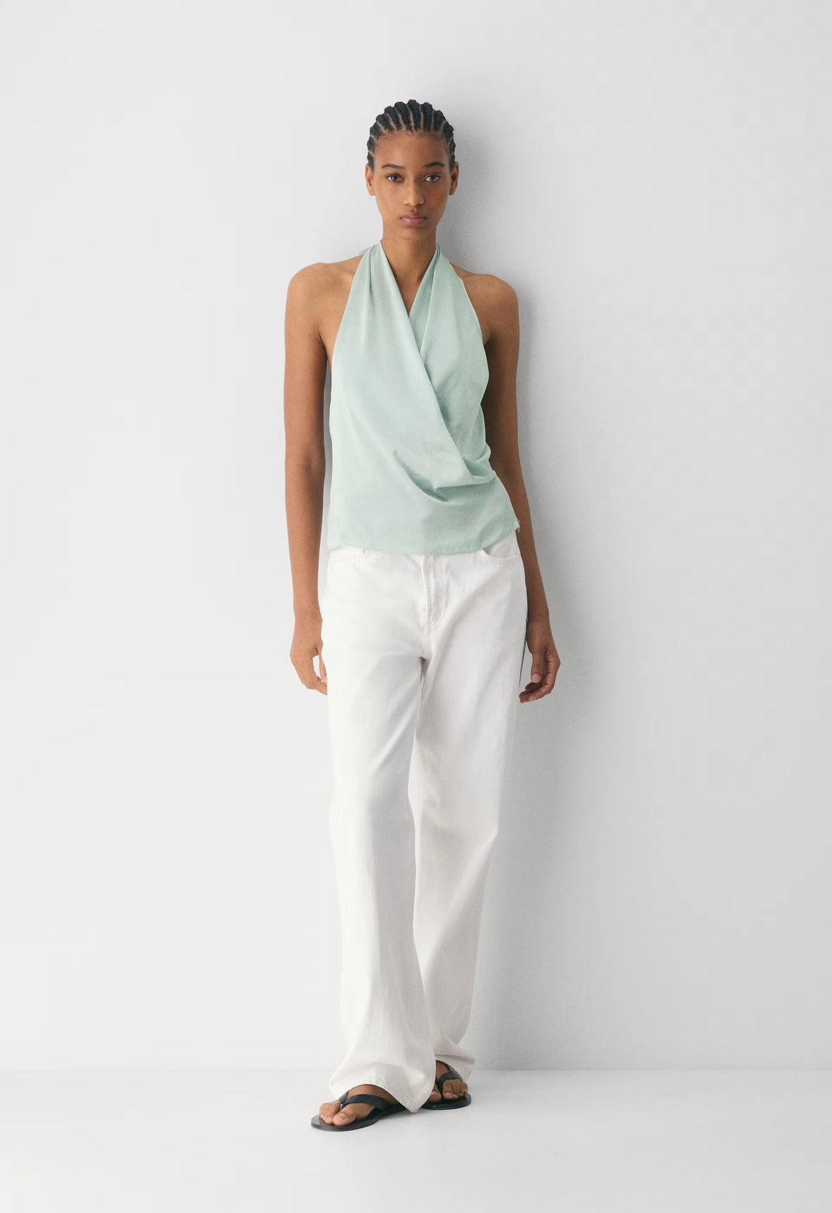 Martini Satin Halter Top - AGAVE GREEN
