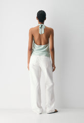 Martini Satin Halter Top - AGAVE GREEN