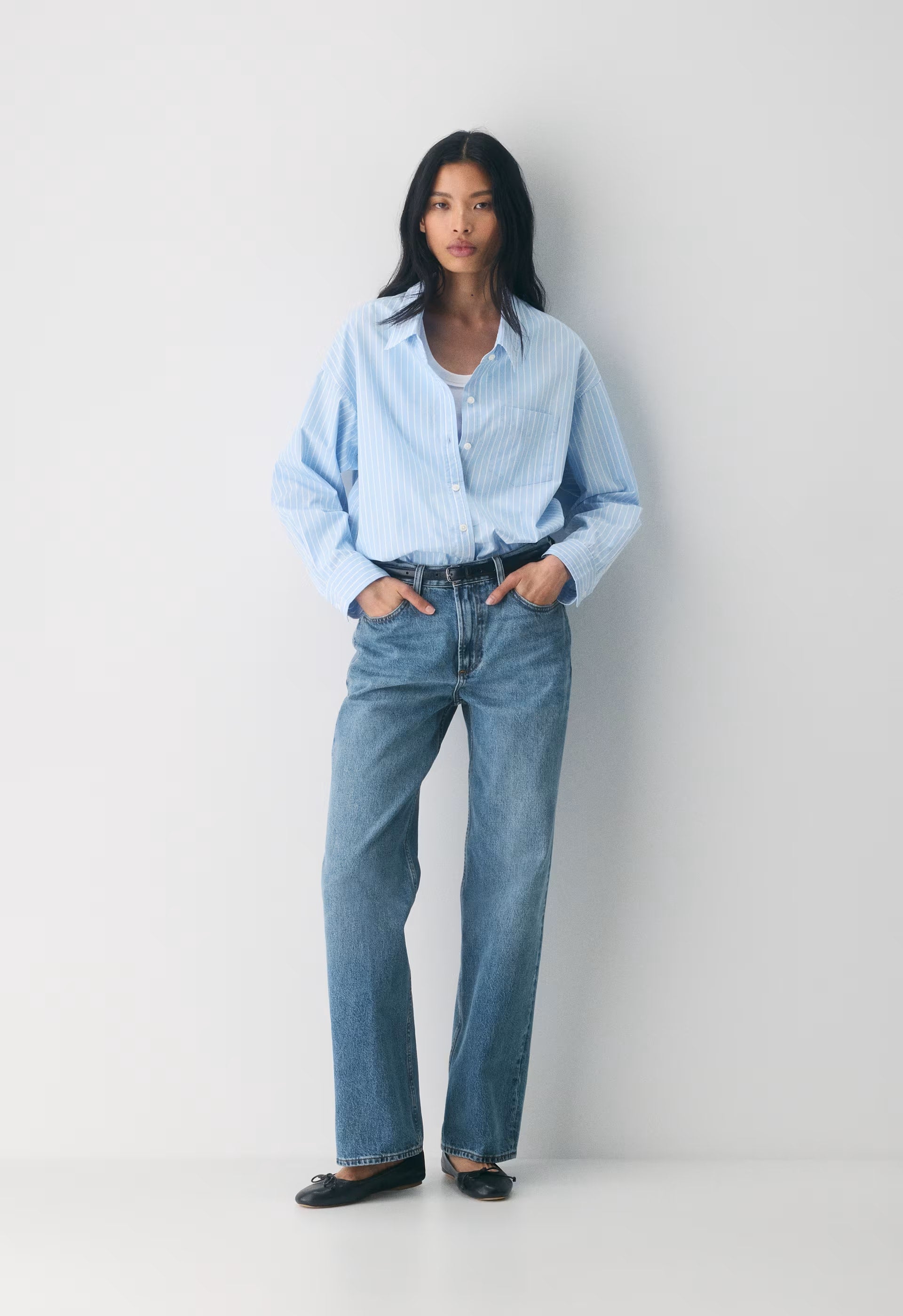 Reminisce Relaxed Poplin Shirt - MTCHLL STRP CF B/B WH