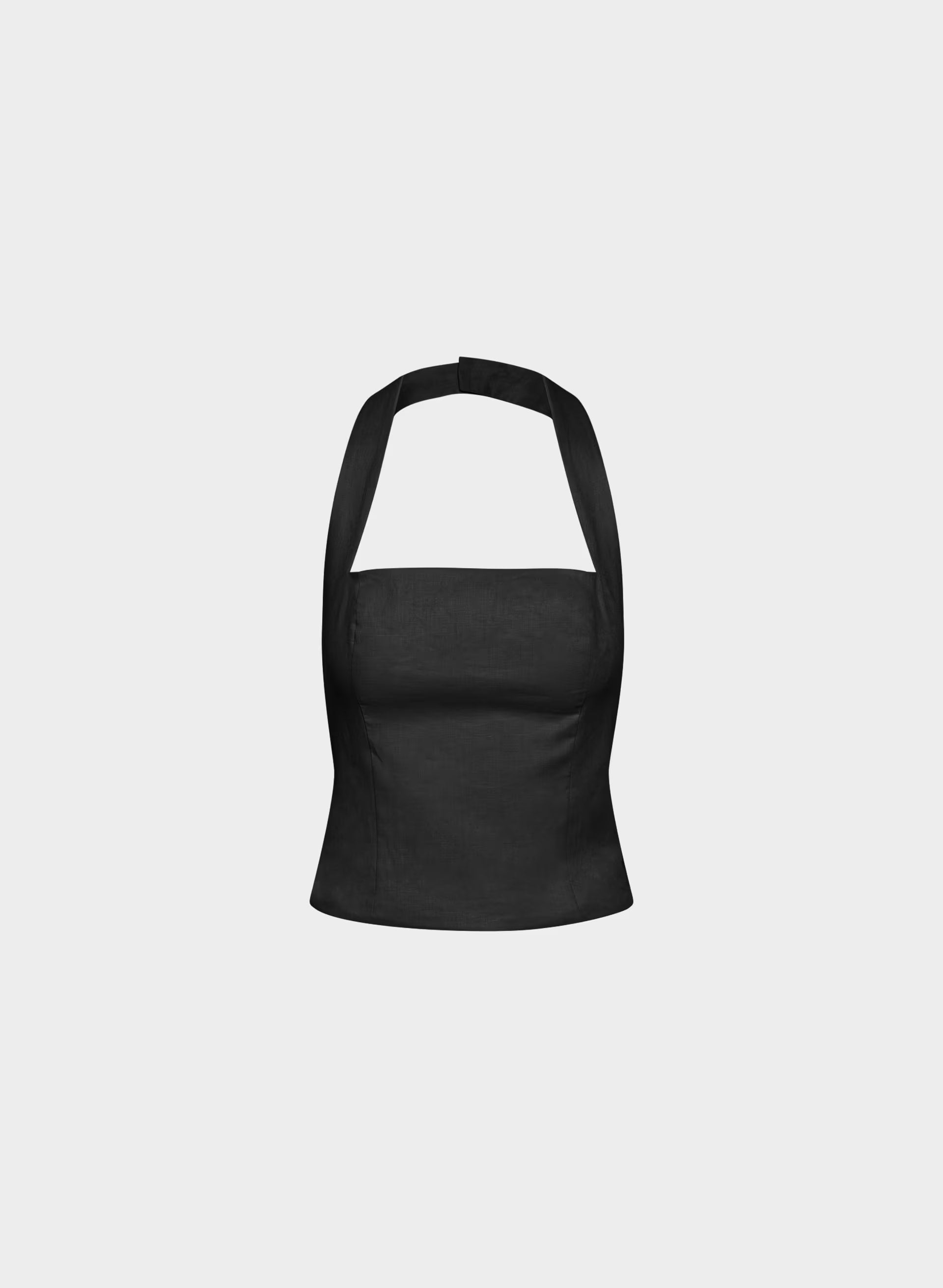Whisper Linen Halter Top - BLACK