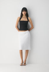 Whisper Linen Halter Top - BLACK