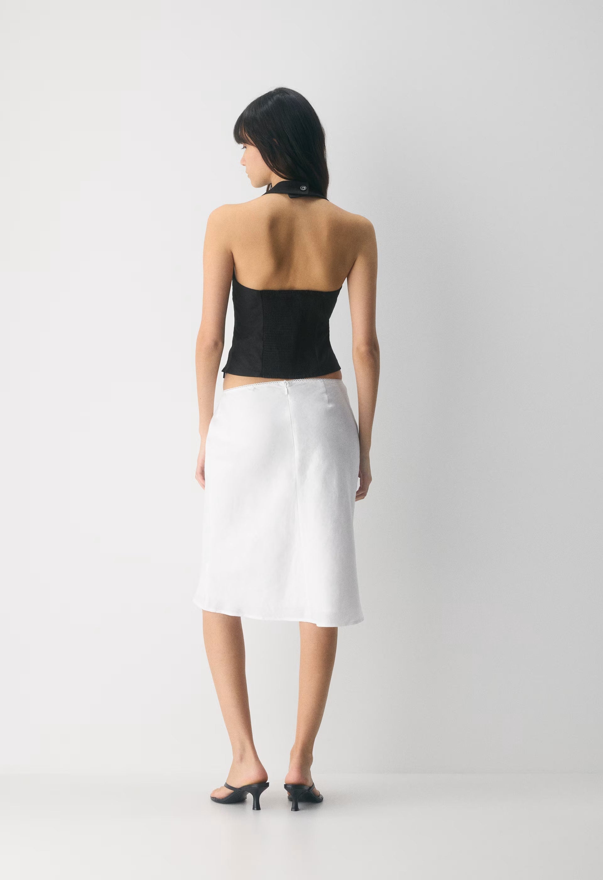 Whisper Linen Halter Top - BLACK