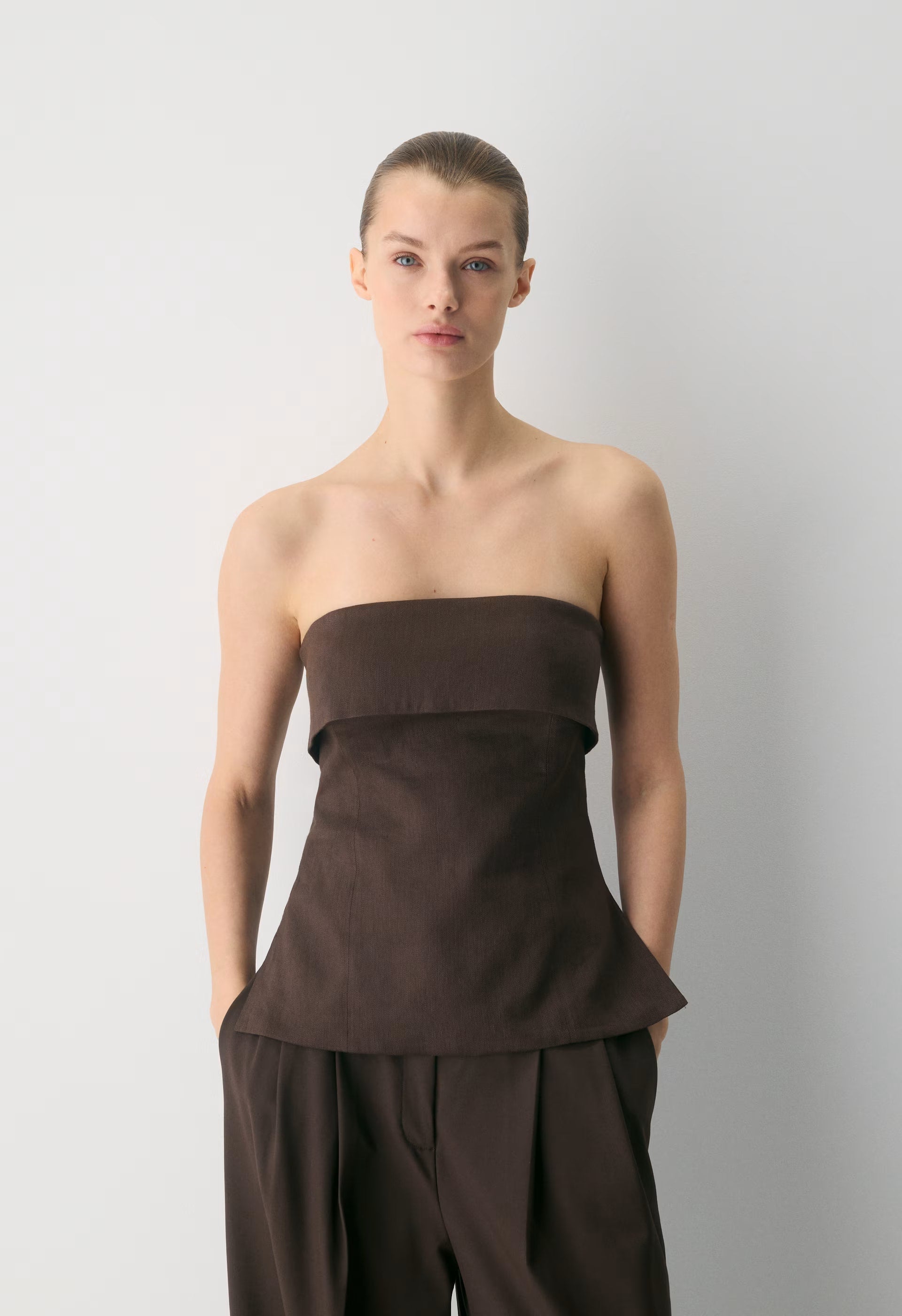 Element Linen Tube Top - RICH MOCHA BROWN
