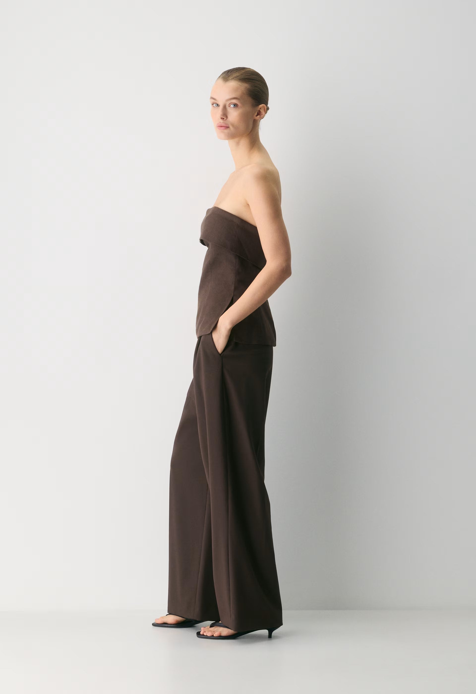 Element Linen Tube Top - RICH MOCHA BROWN