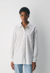 Outro Oversized Poplin Shirt - JOELY STRP BT WT/CL BR