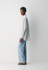 Outro Oversized Poplin Shirt - JOELY STRP BT WT/CL BR