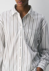 Outro Oversized Poplin Shirt - JOELY STRP BT WT/CL BR