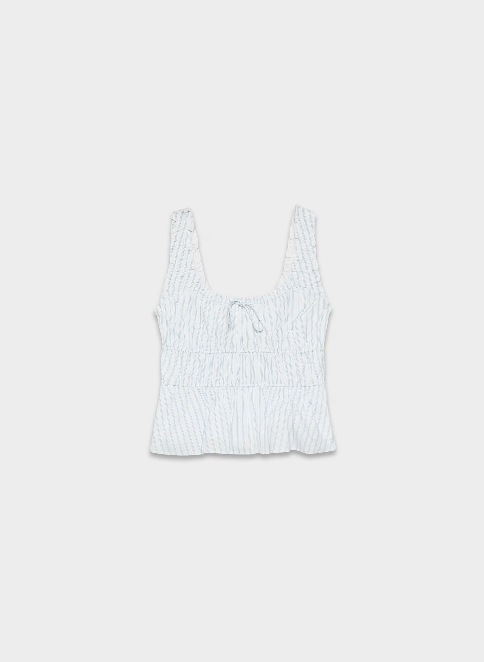 Helena Poplin Top - AZL STRP BR WT/VL BLU