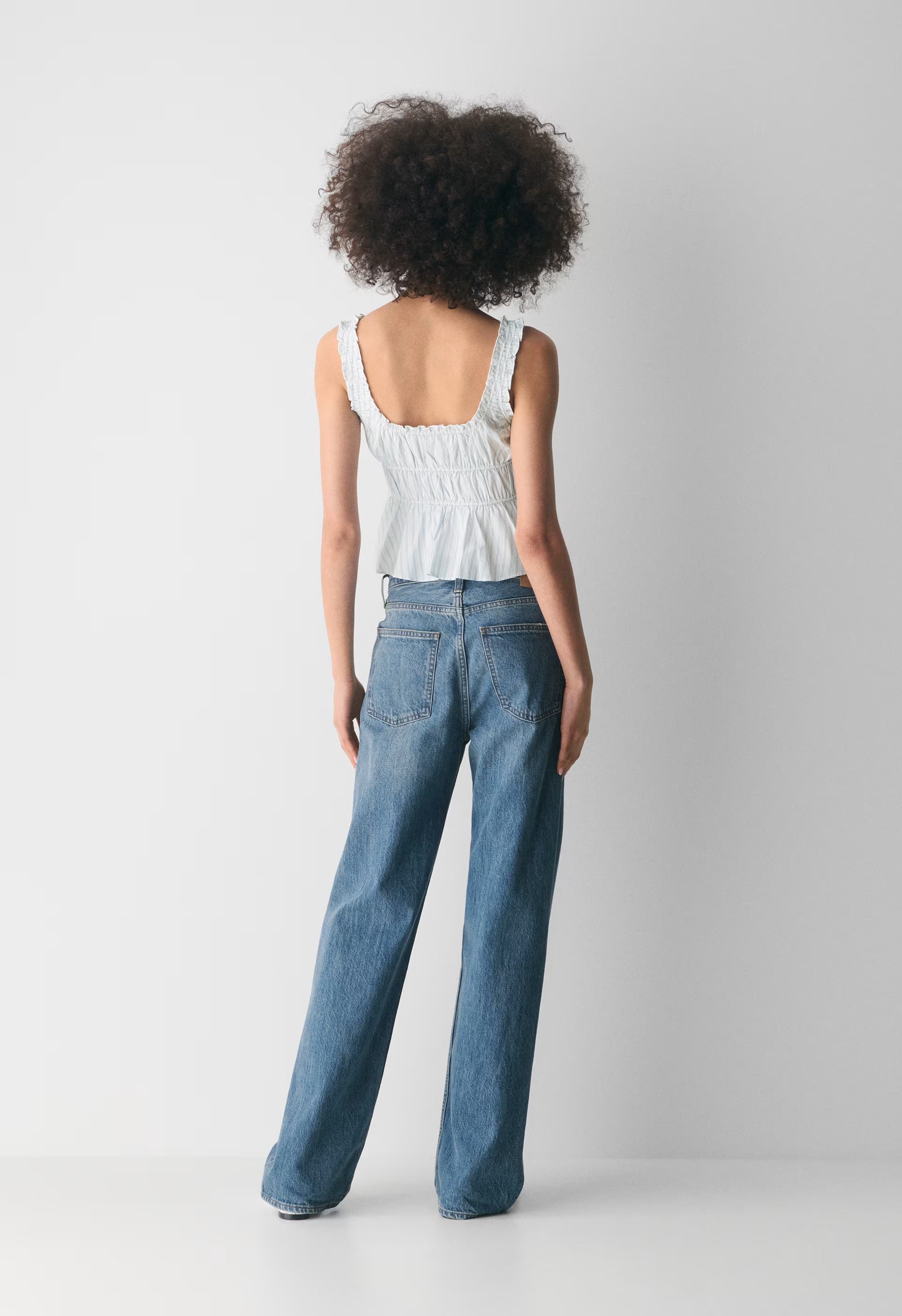 Helena Poplin Top - AZL STRP BR WT/VL BLU