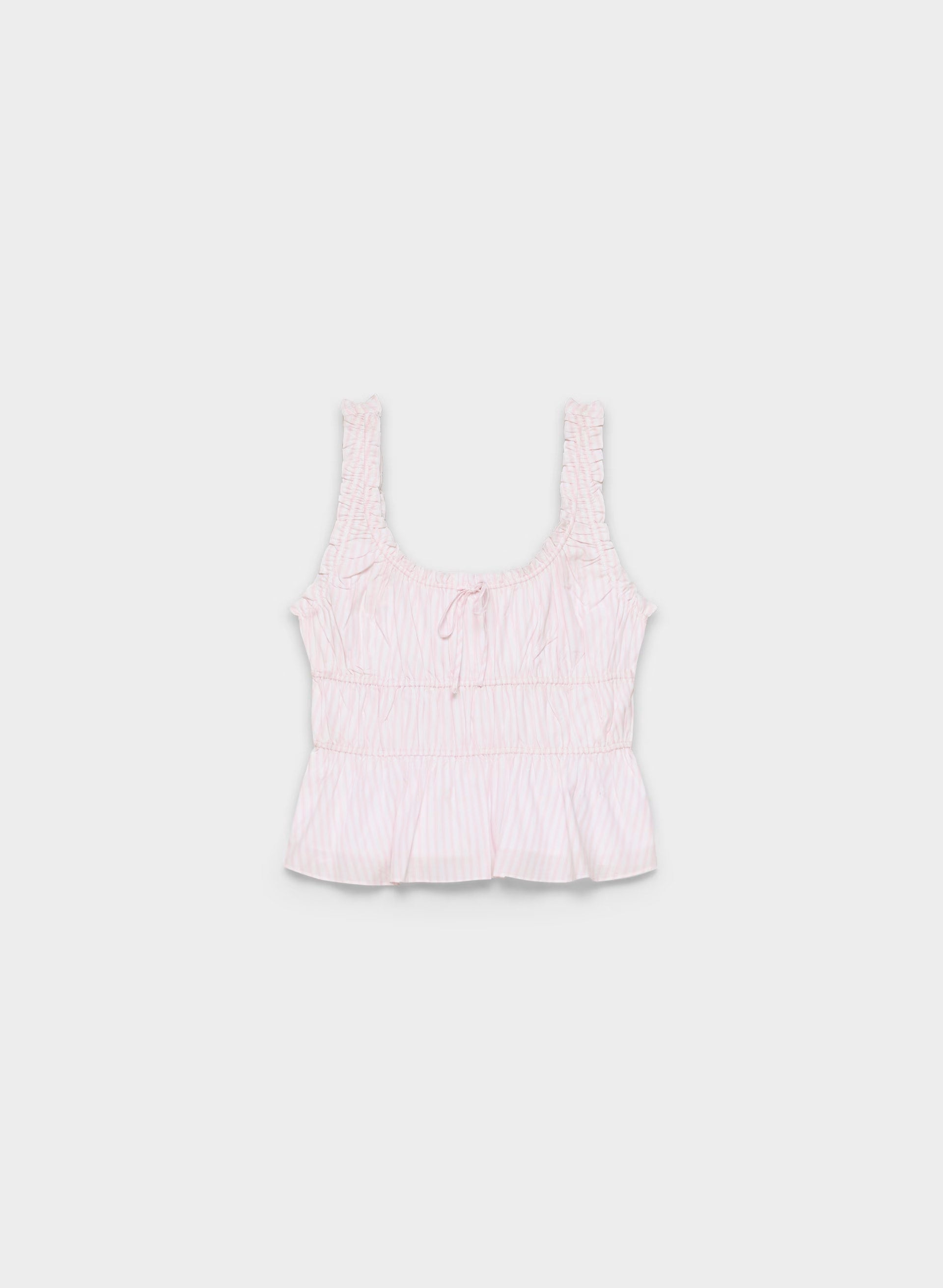 Helena Poplin Top - AMS STRP BT WT/MLSK PK