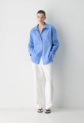 Outro Oversized Poplin Shirt - CORNELIA BLUE