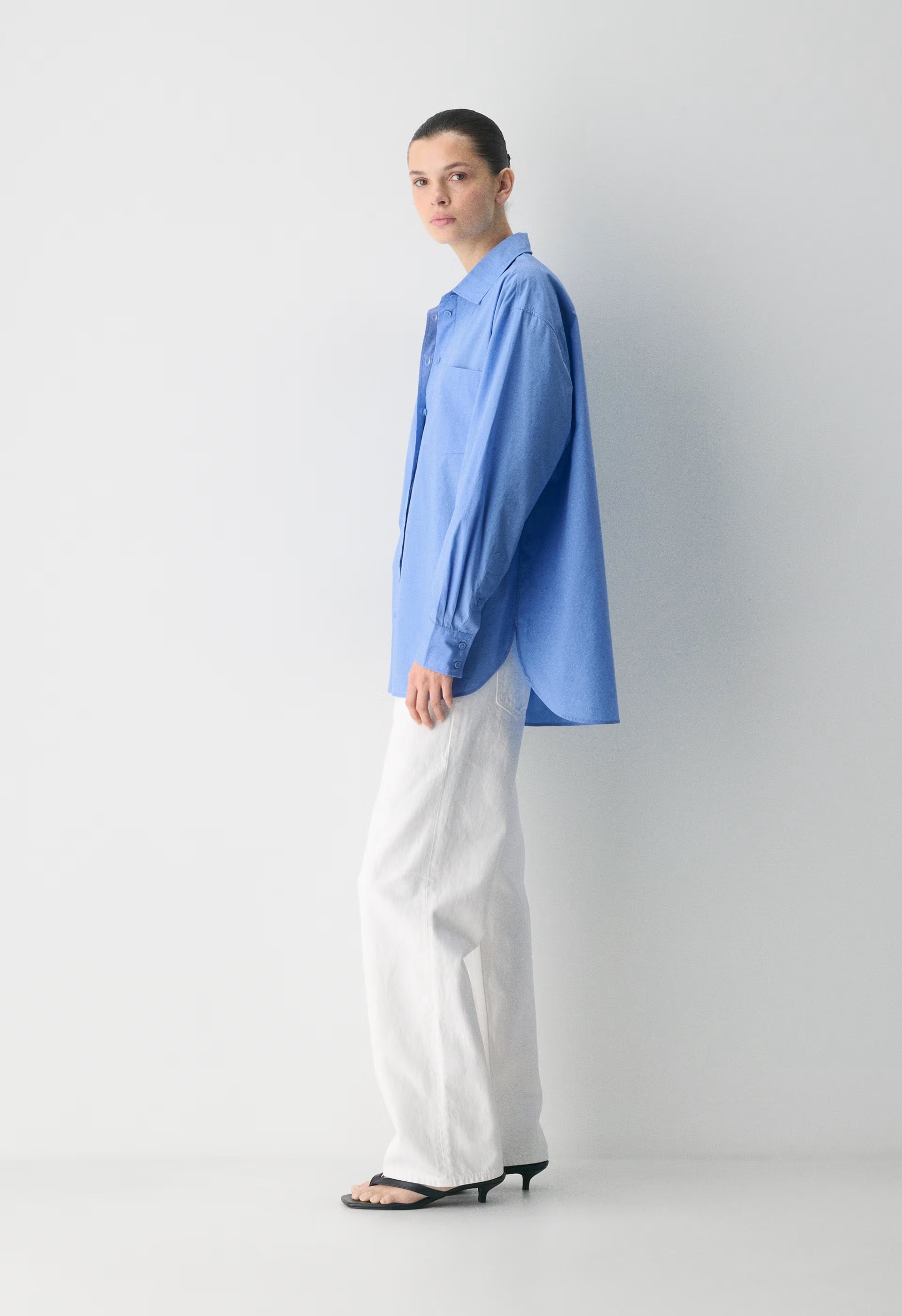 Outro Oversized Poplin Shirt - CORNELIA BLUE
