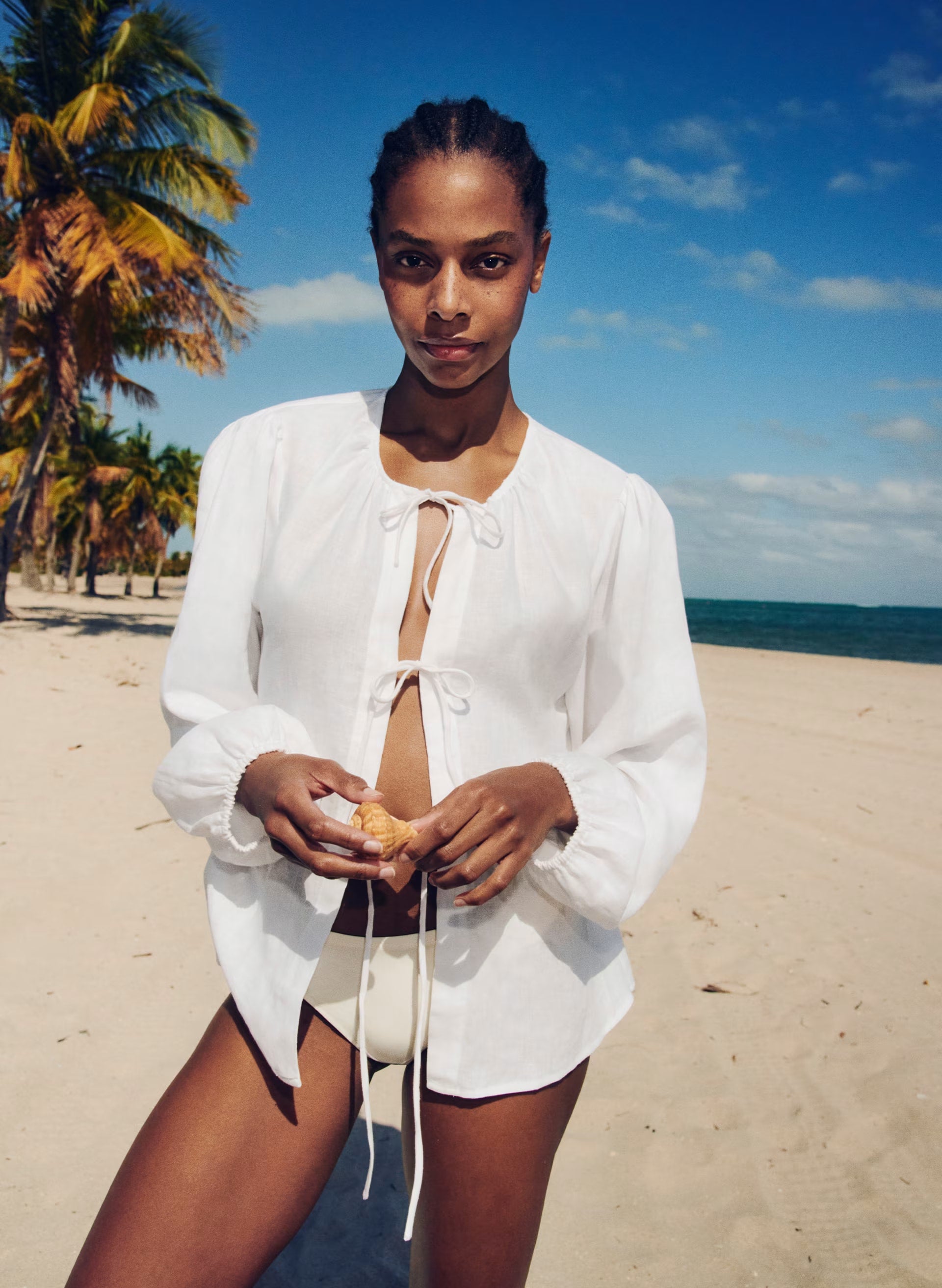 Tybee Linen Blouse - WHITE