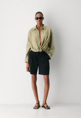 Portofino Linen Shirt - MARTINI OLIVE