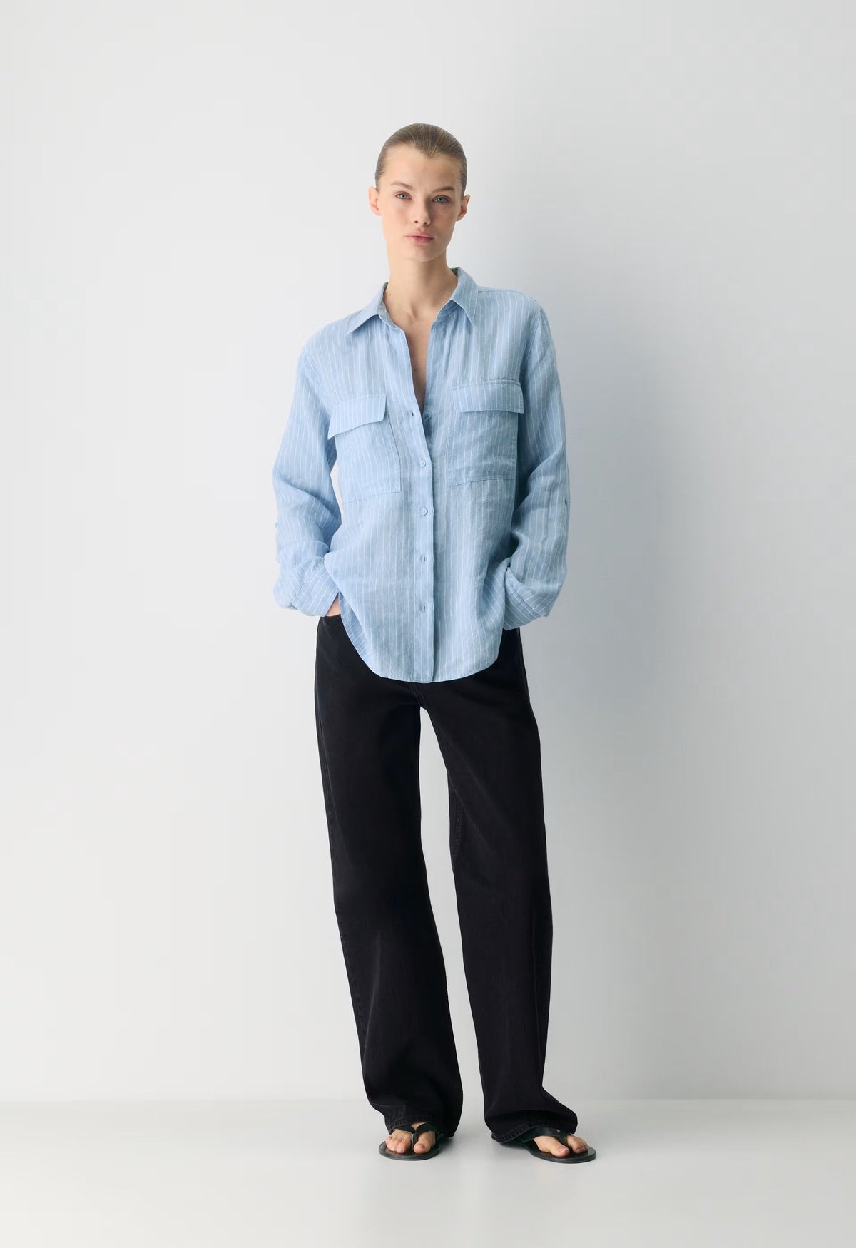 Utility Linen Shirt - MITCHELL ST CNFWR B/W