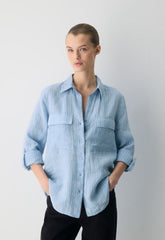 Utility Linen Shirt - MITCHELL ST CNFWR B/W