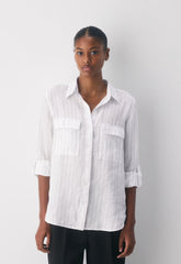 Utility Linen Shirt - HNDSN STRP WT/ADMIRAL