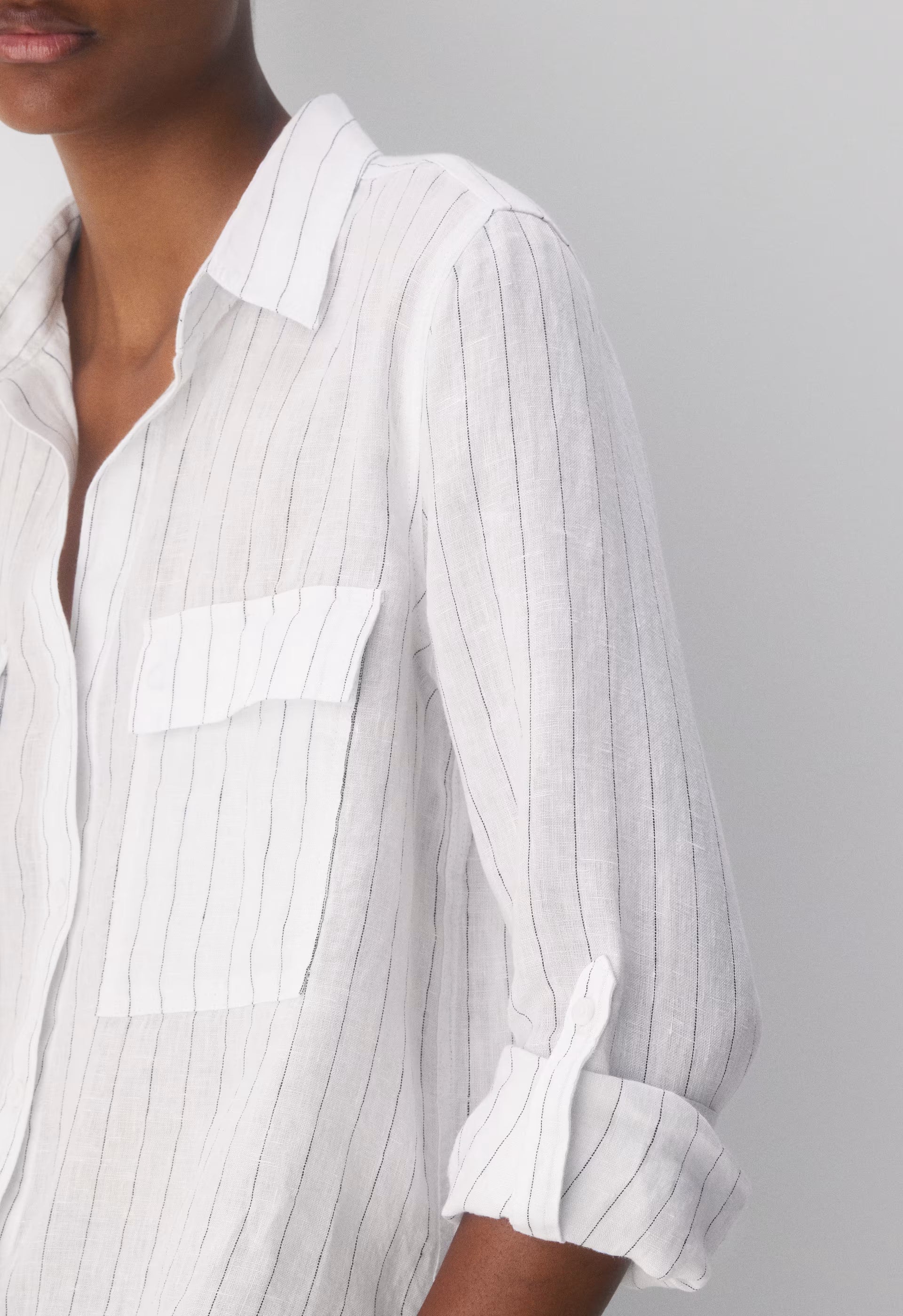 Utility Linen Shirt - HNDSN STRP WT/ADMIRAL