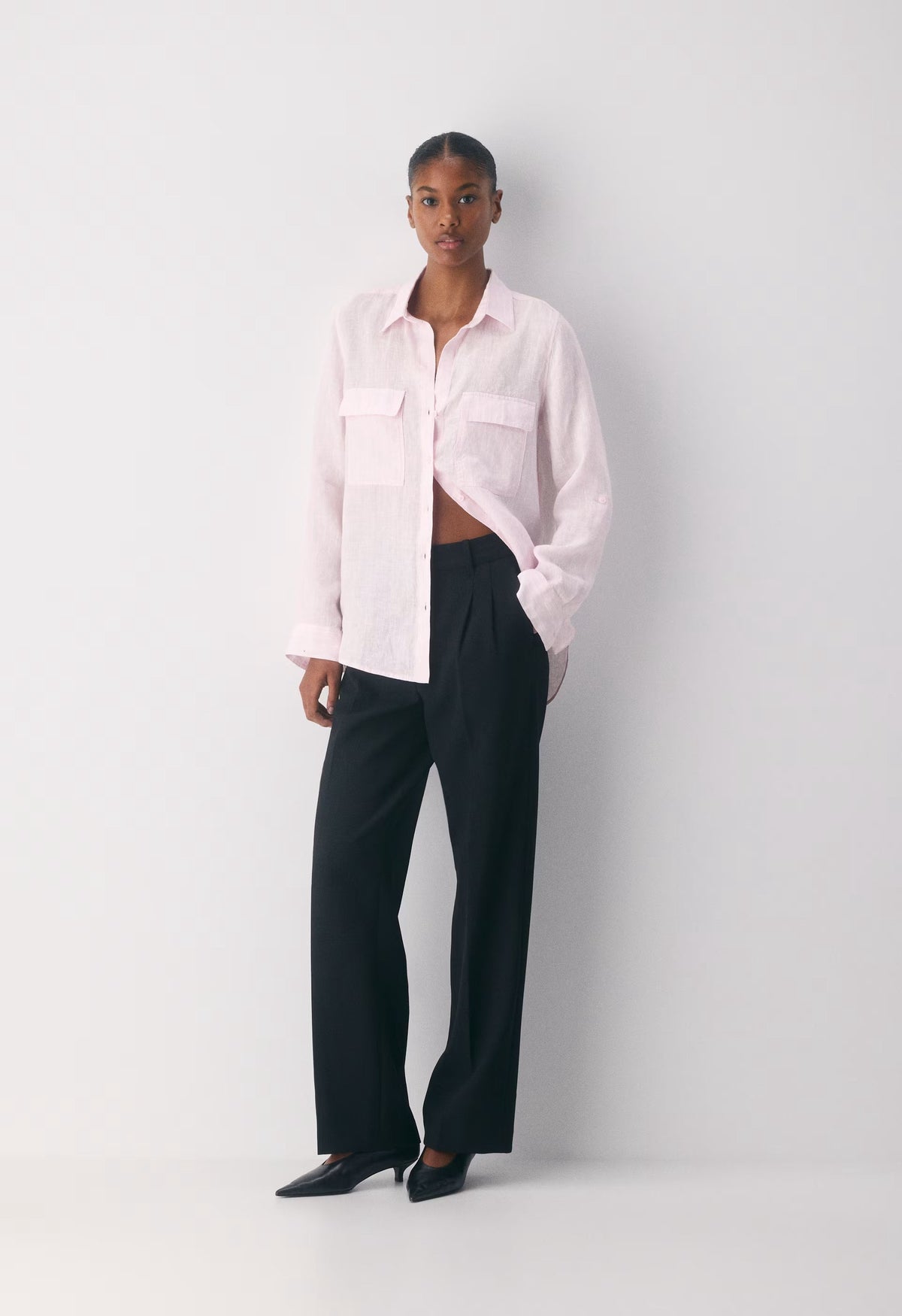 Utility Linen Shirt - MTCHLL STRP V PK/BRWH