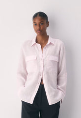 Utility Linen Shirt - MTCHLL STRP V PK/BRWH