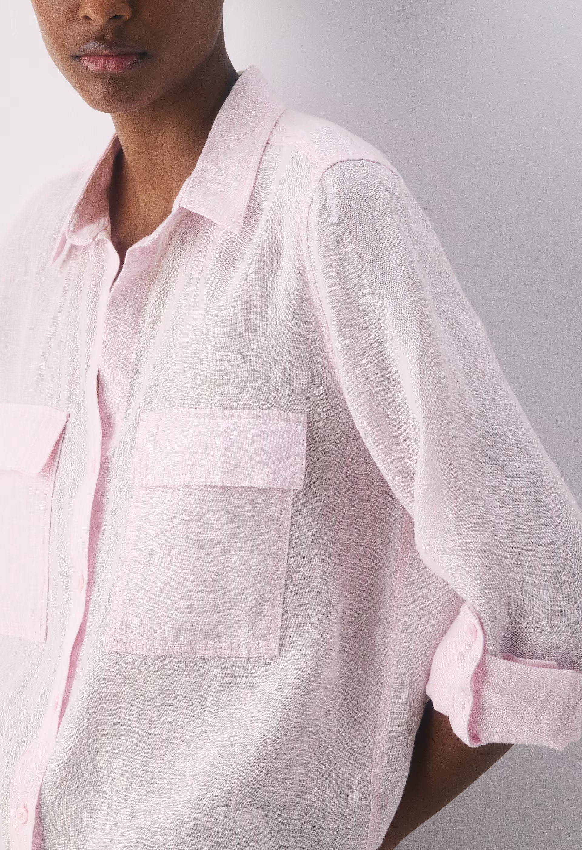 Utility Linen Shirt - MTCHLL STRP V PK/BRWH