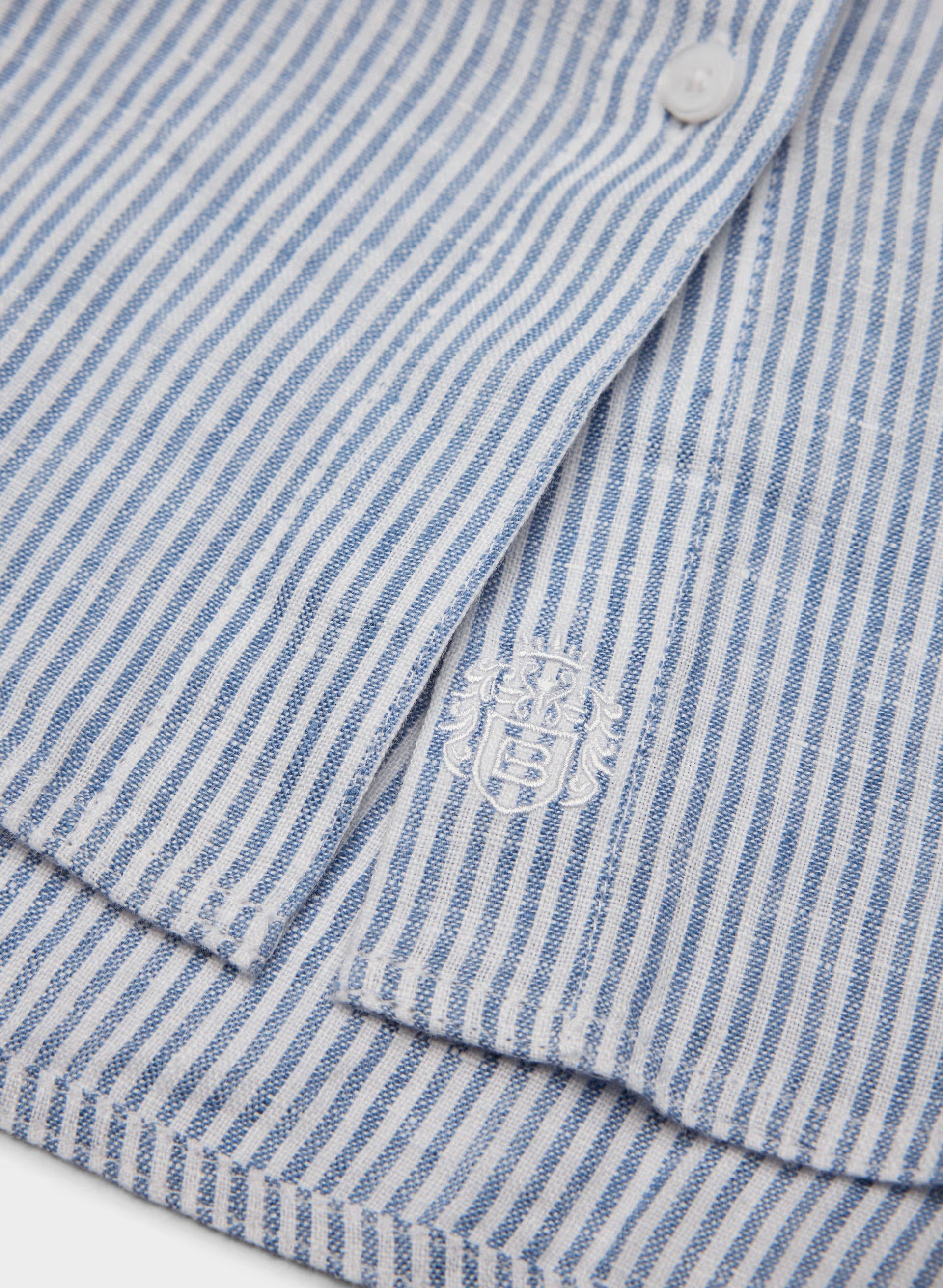 Utility Linen Shirt - WLSON STRP FR BL/B WH