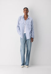 Utility Linen Shirt - WLSON STRP FR BL/B WH