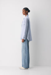 Utility Linen Shirt - WLSON STRP FR BL/B WH