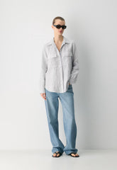 Utility Linen Shirt - MILN STRIPE W/HRBR NV