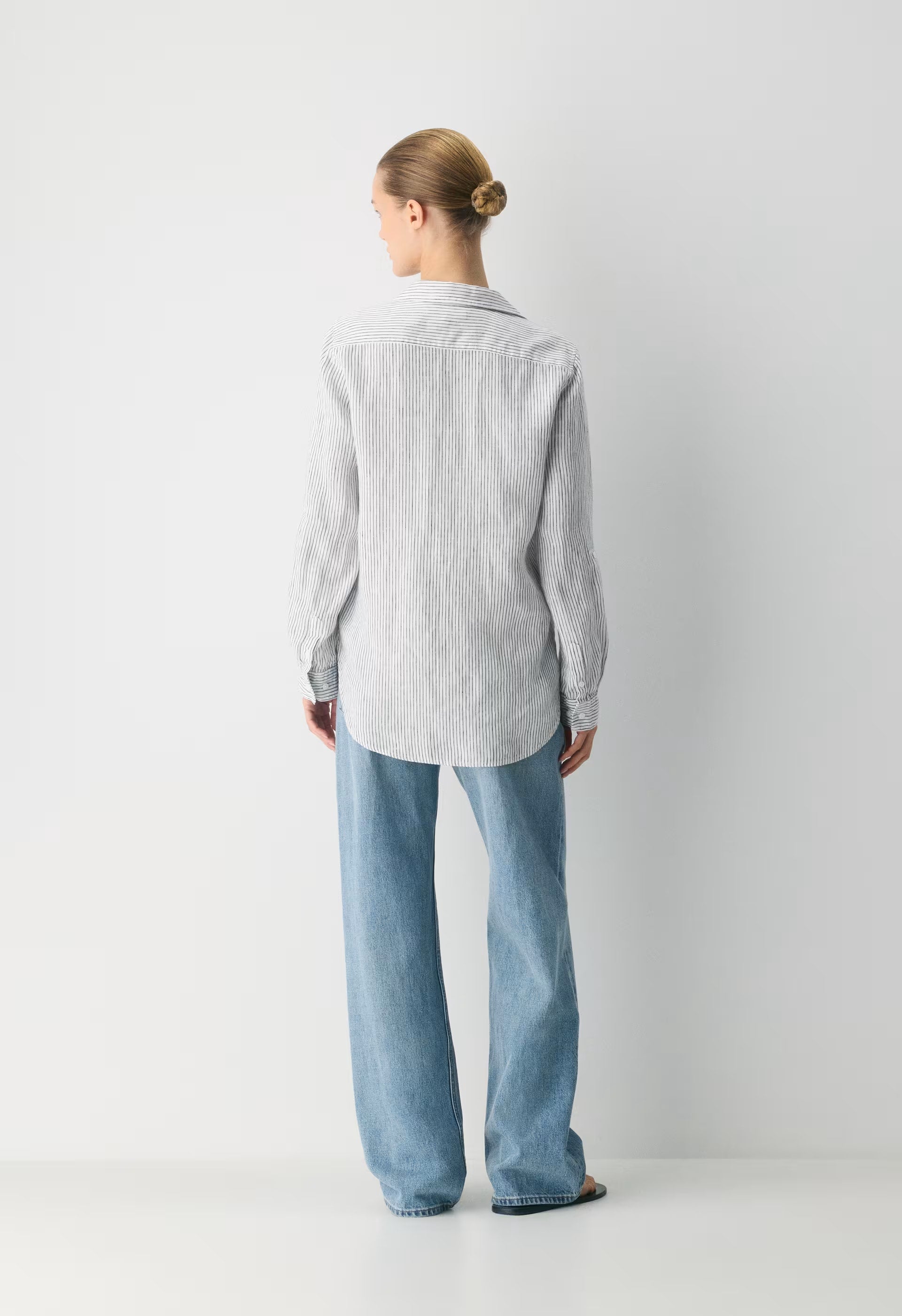 Utility Linen Shirt - MILN STRIPE W/HRBR NV